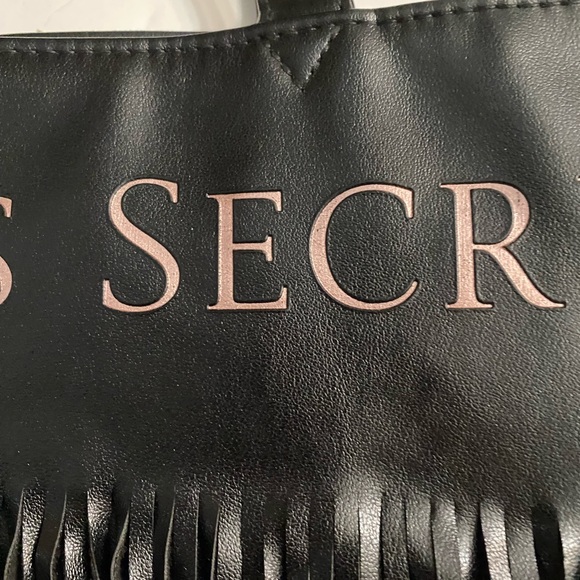 Victoria's Secret Limited Edition Black Faux Leather Bag with Tassels - 17" x16" - Picture 14 of 14